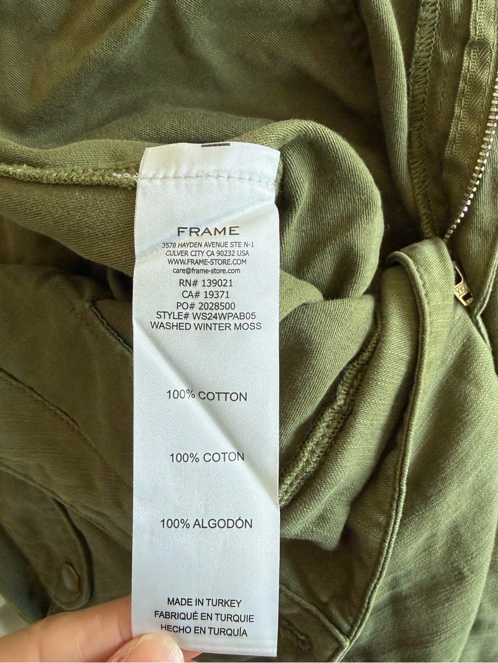 Frame High Waist Utility Barrel Pants - Washed Winter Moss - Picture 8 of 9